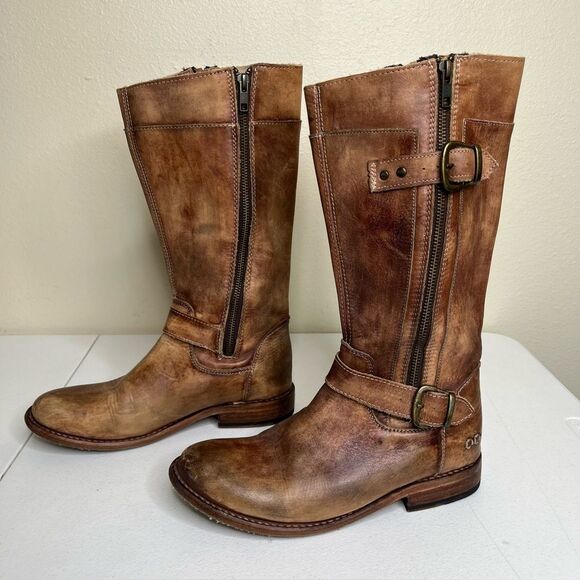 Bed Stu Cobbler Series Brown Distressed Leather Gogo Moto Riding Boots Women 9 - Picture 4 of 16